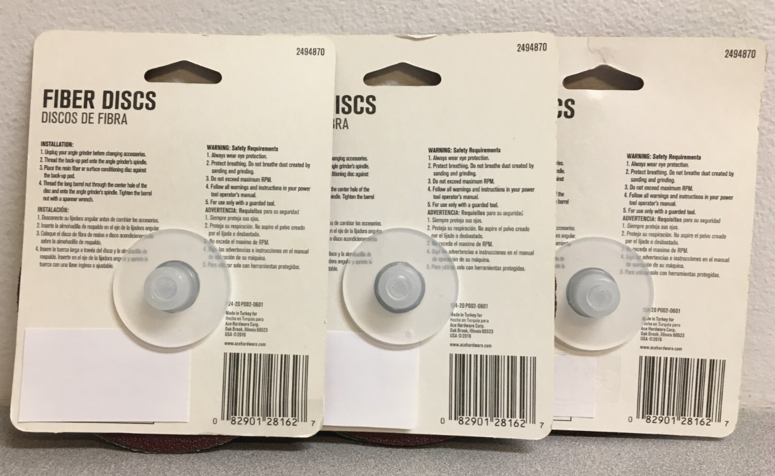 2494870 4-1/2 in. Diameter 50 Grit Coarse Fiber Discs 3-Packs Of 3 Discs