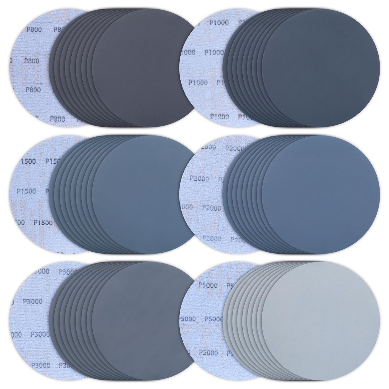 60 Pcs 6 Inch Wet Dry Sanding Discs, 6″ Discs Hook 6 inches, Black