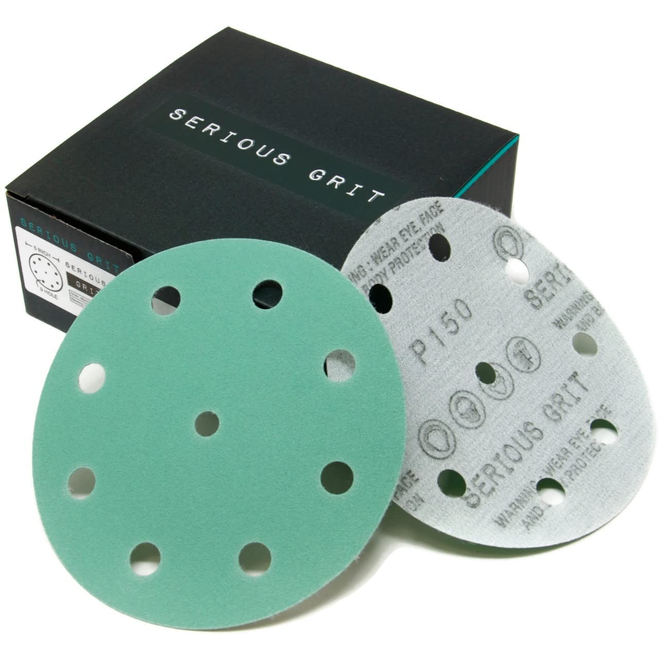 Serious Grit – 5-Inch 9-Hole 150 Sanding Discs – Heavy-Duty 150