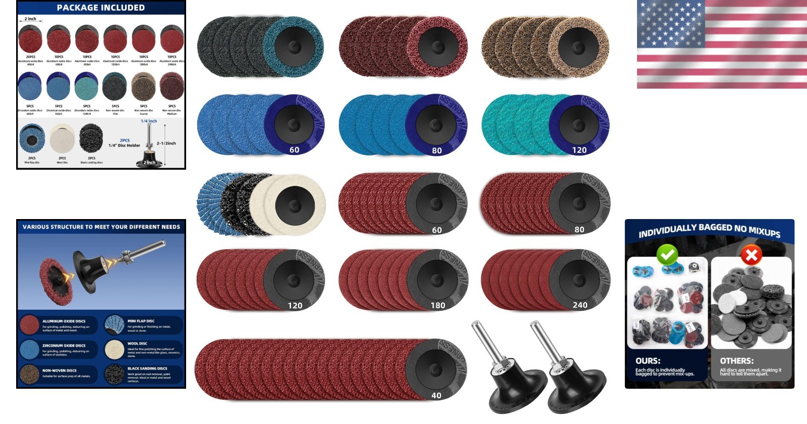 Comprehensive 2-Inch Sanding Discs Set – 108Pcs with Quick Change 1/4 Holder