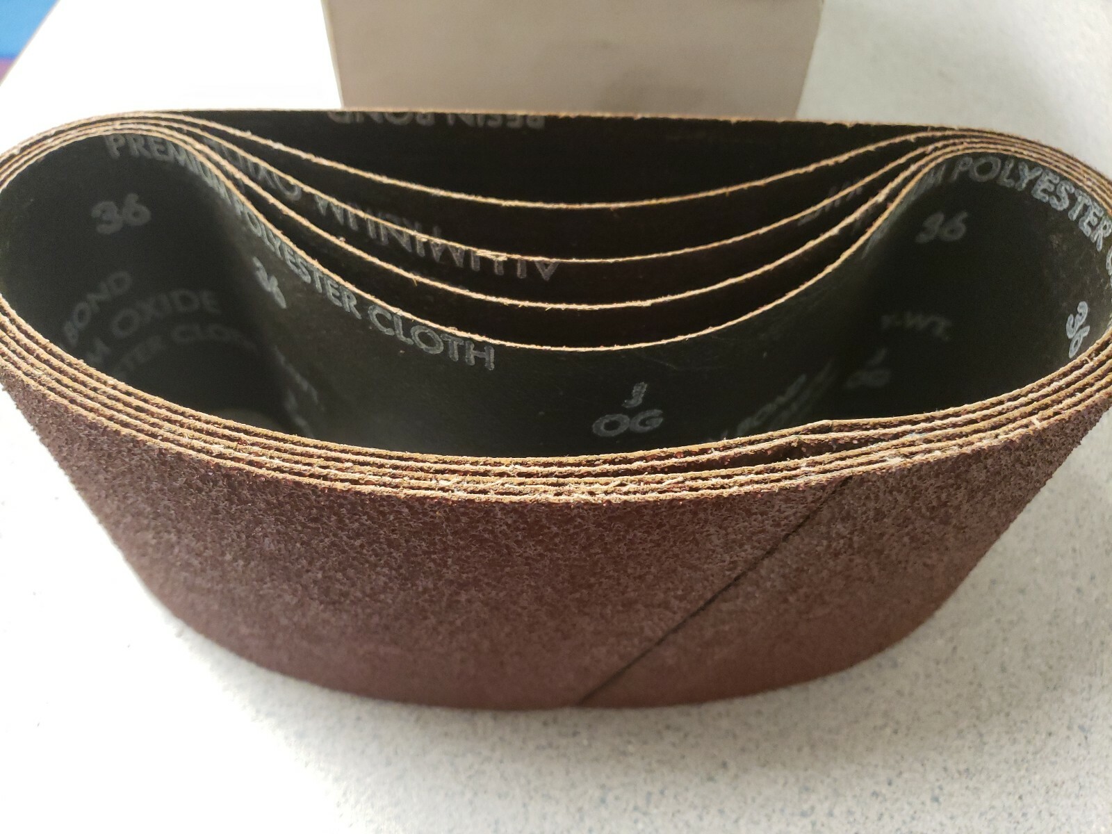 (FB2) 5pcs, Carborundum, Premium, 4″x24″, 36 Grit, Aluminum Oxide, Sanding Belt