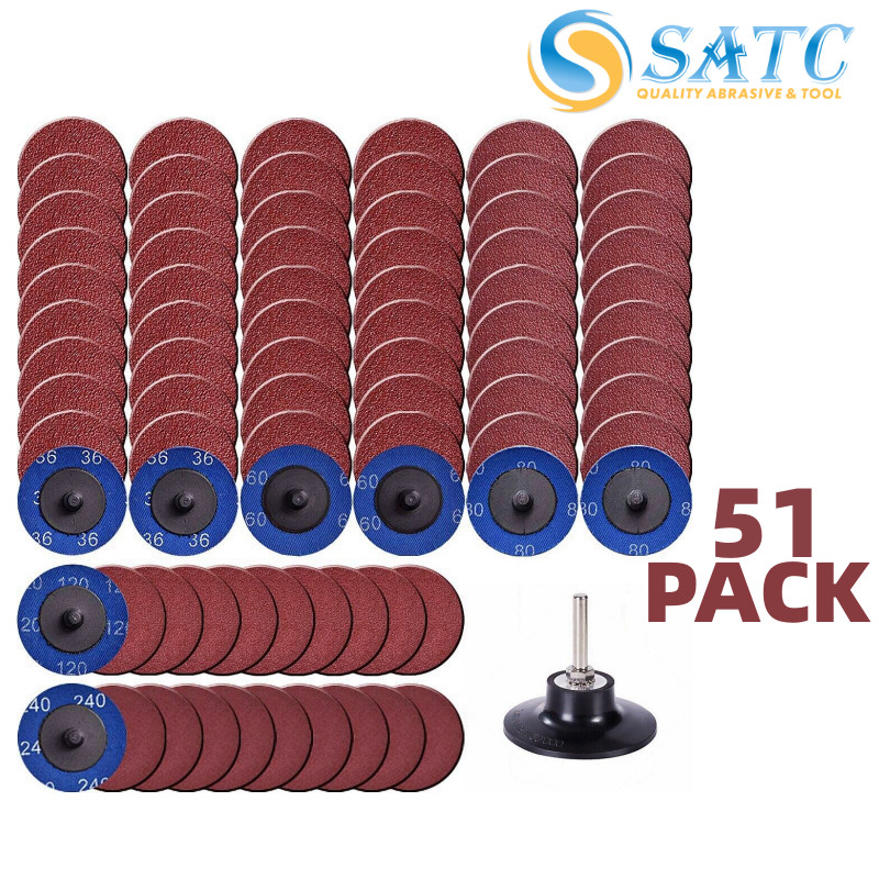51PCS 2 inch Quick Change Roll Lock Grinding Sanding Discs 36 60 80 120 240 Grit