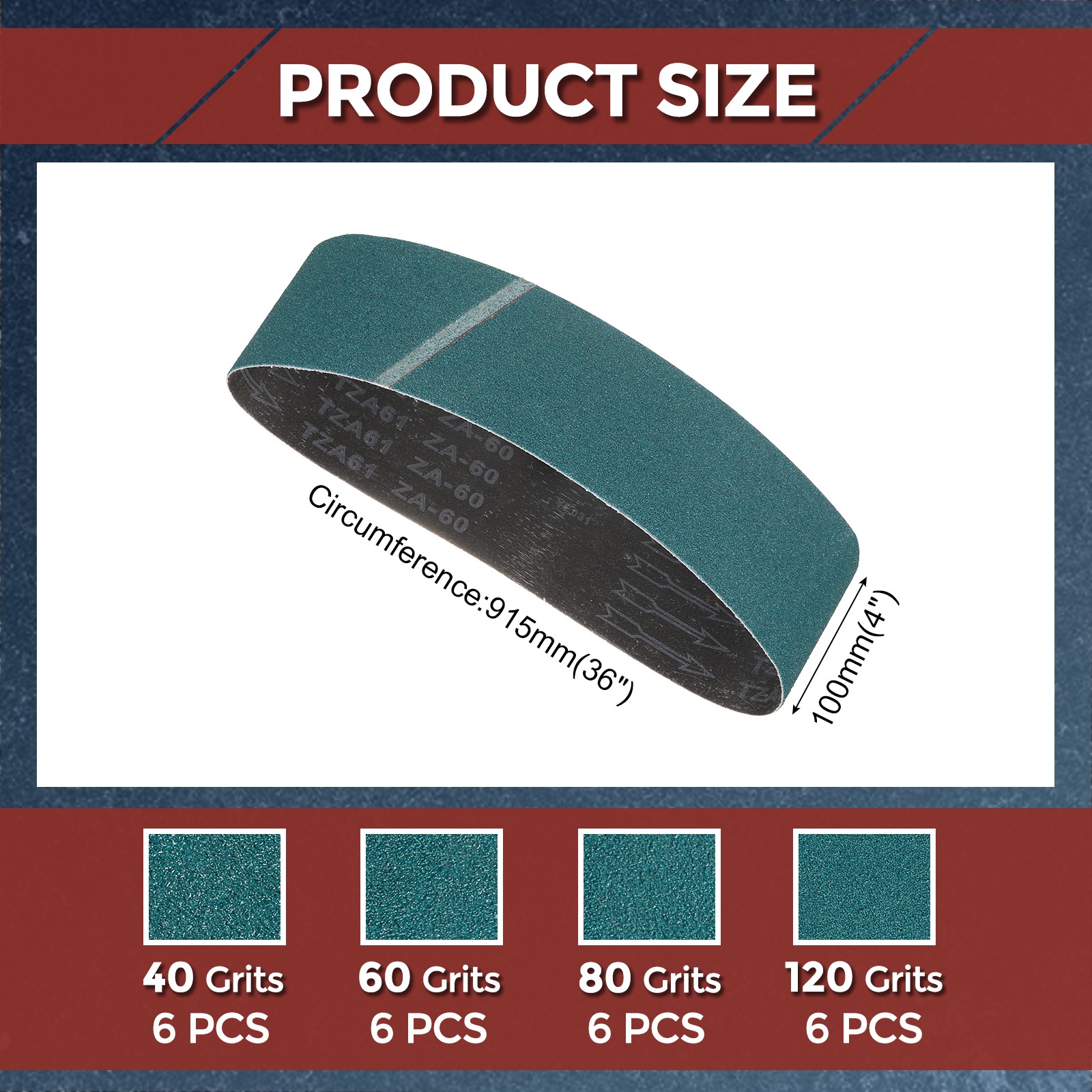 24Piece Sanding Belt Sets,4″ x 36″ 40/60/80/120 Grit Zirconia Material for Knife