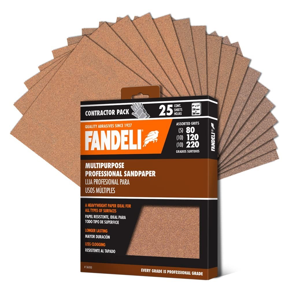 Durable Sanding Paper 25 Sheets for Wood Metal Plastic Projects Assorted Grits