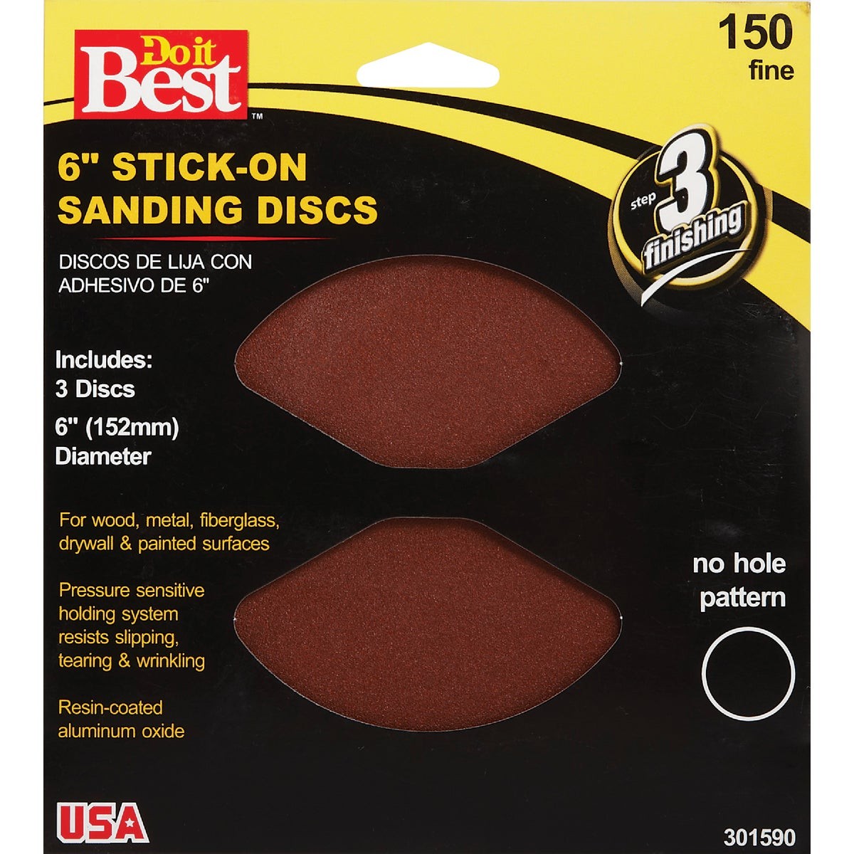 Do it Best 6 In. 150 Grit Stick-On Sanding Disc (3-Pack) 301590 SIM Supply, Inc.