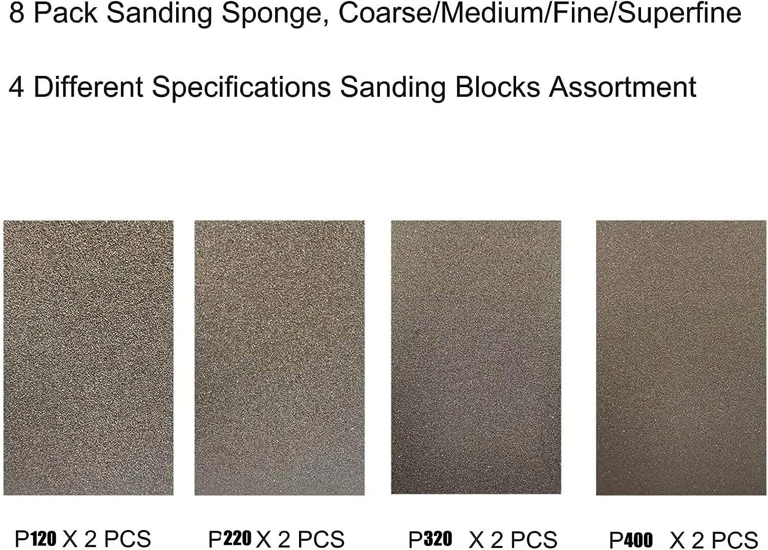 8 PCS Sanding Sponge,120 220 320 400 Coarse Medium Fine Grit Sanding Block, Sand