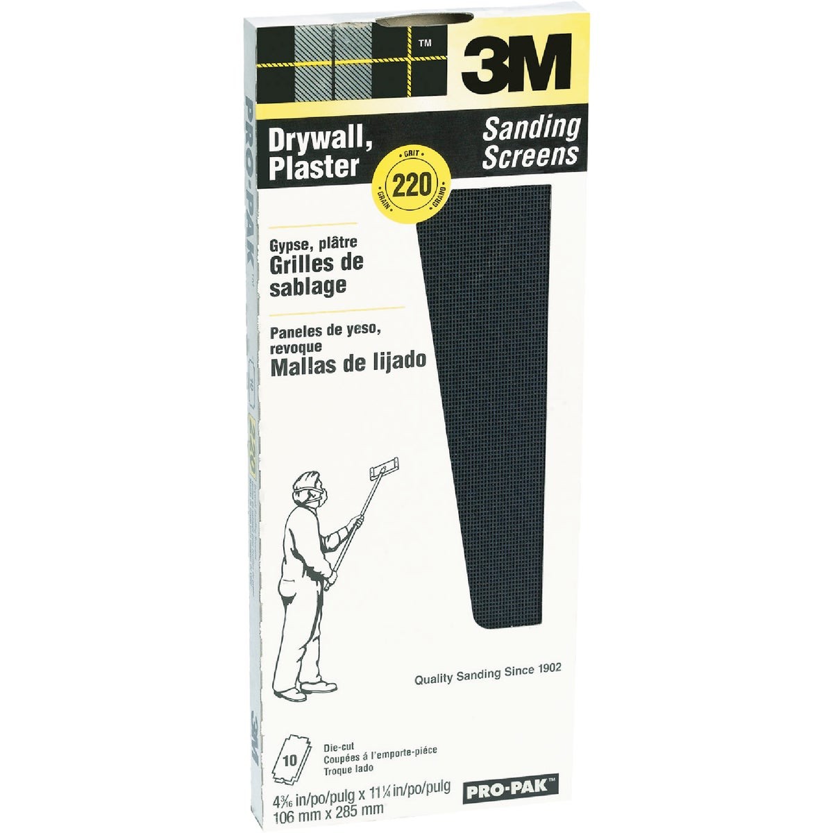 3M ProPak 4-3/16 In. x 11-1/4 In. Drywall Sanding Screens, 220 Grit (10-Pack) 3M