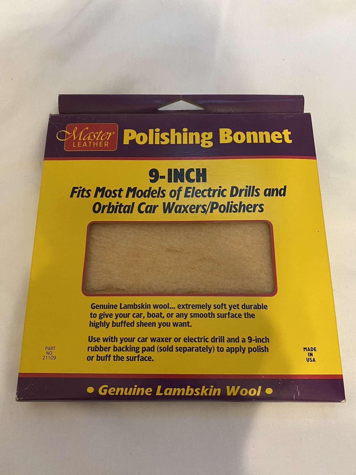 9″ Lambskin Wool Polishing Tie On Bonnet For Automotive Orbital Waxers/Polishers