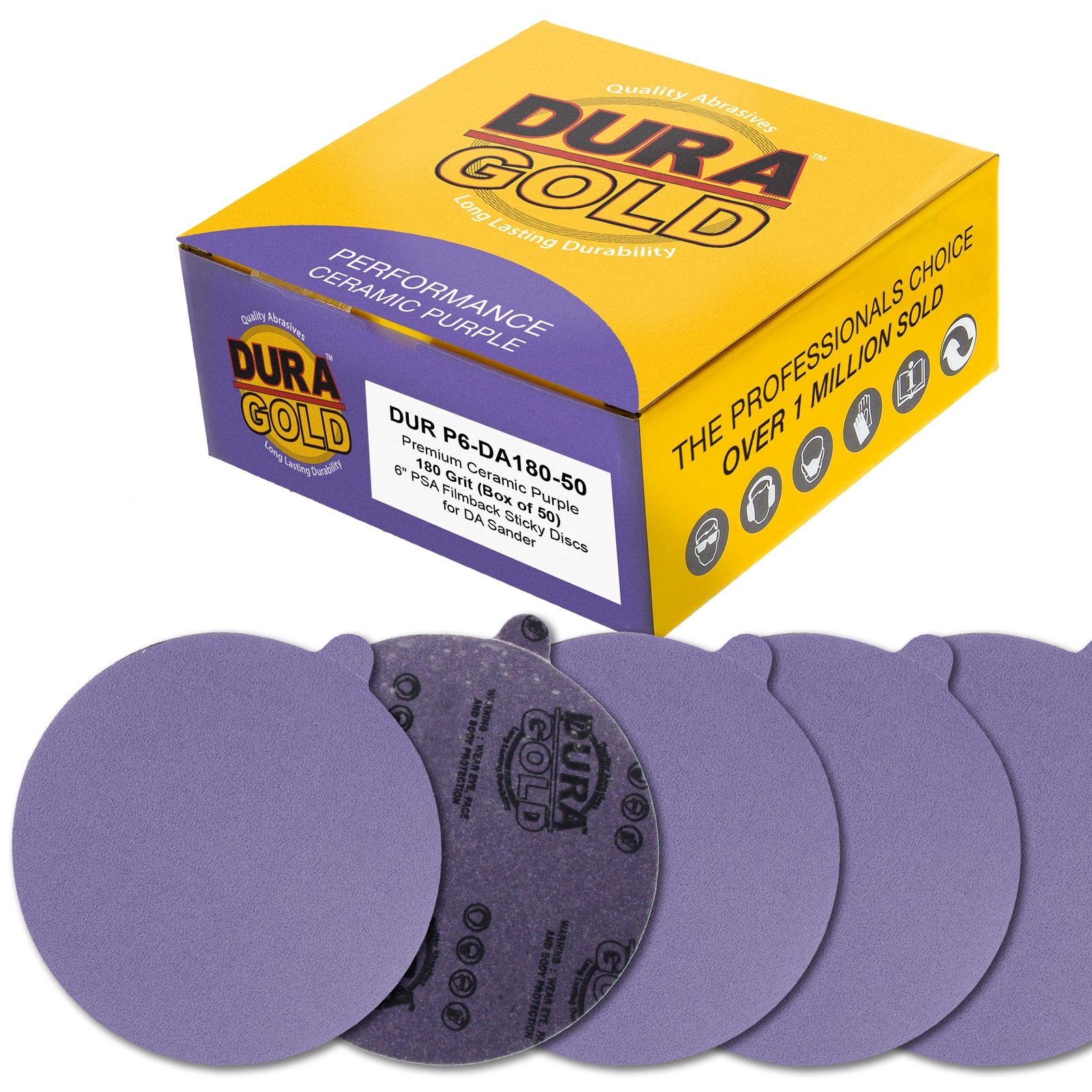 180 Grit 6″ PSA Ceramic Sanding Discs, Box of 50 – Self Adhesive Sandpaper