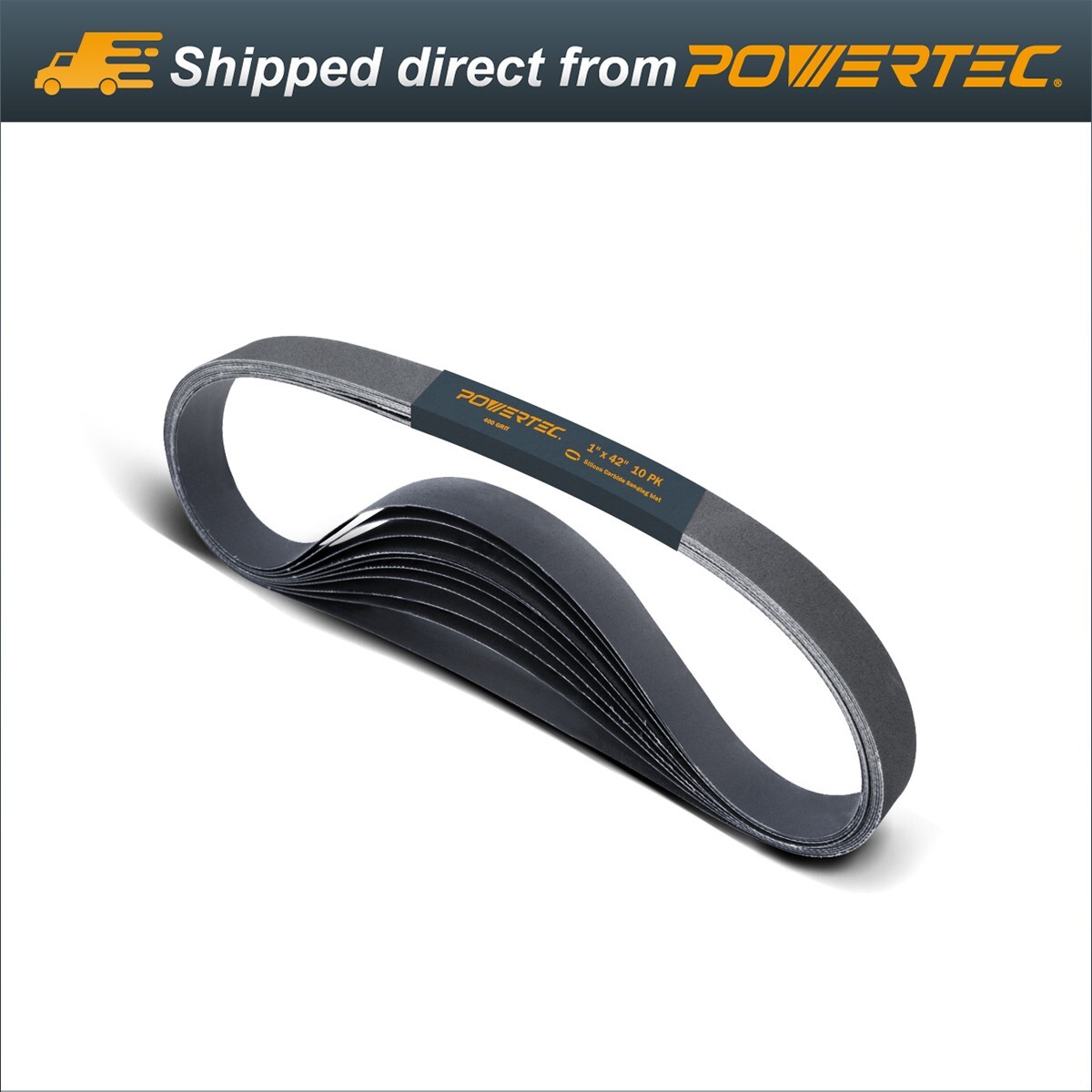 POWERTEC 1 x 42″ Sanding Belts 400Grit Silicon Carbide Sandpaper-10pcs (414240S)
