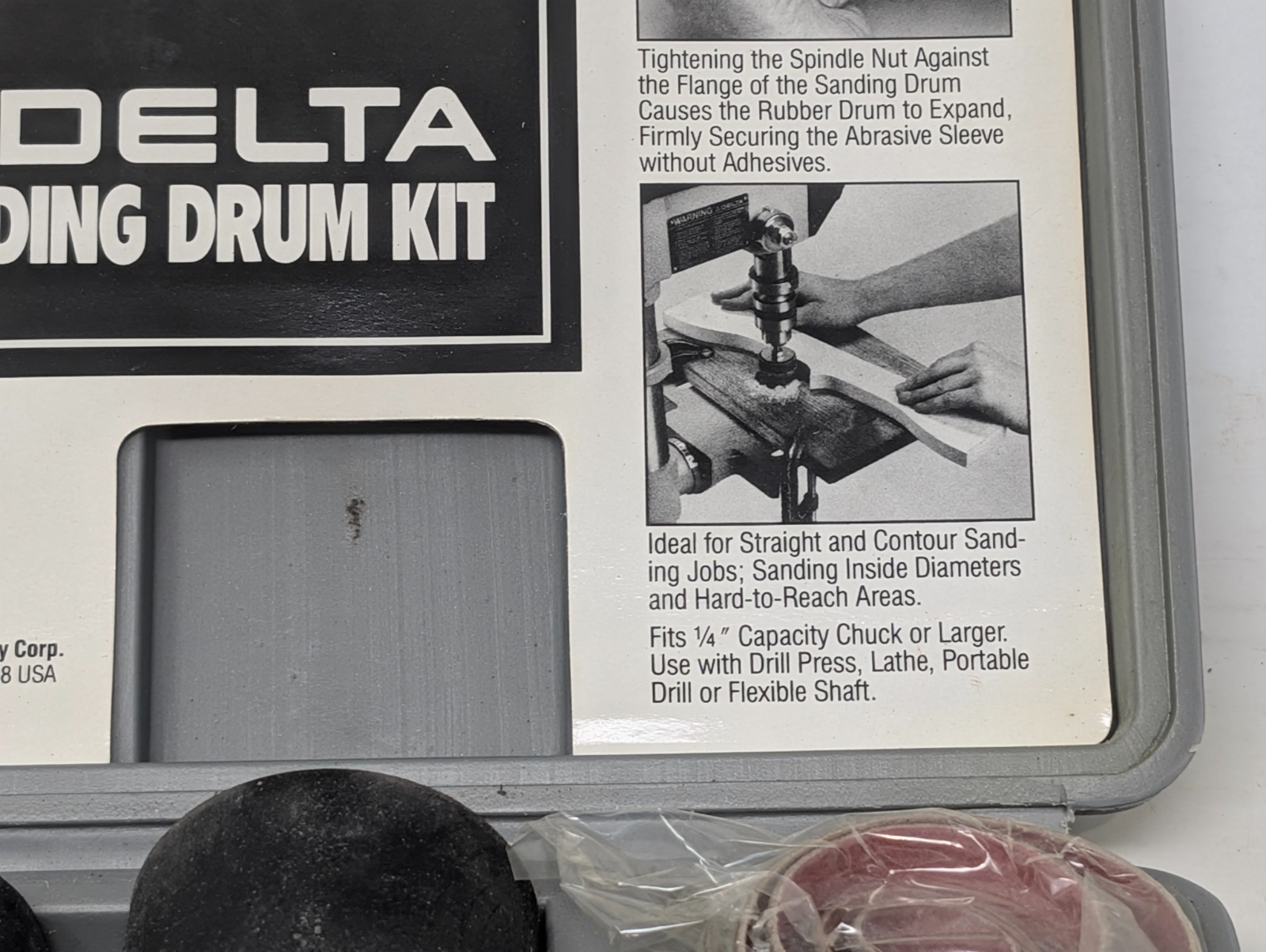 Delta Sanding Drum Kit 17-941/17-942 Medium & Fine Grit Drums – Japan Made (241)