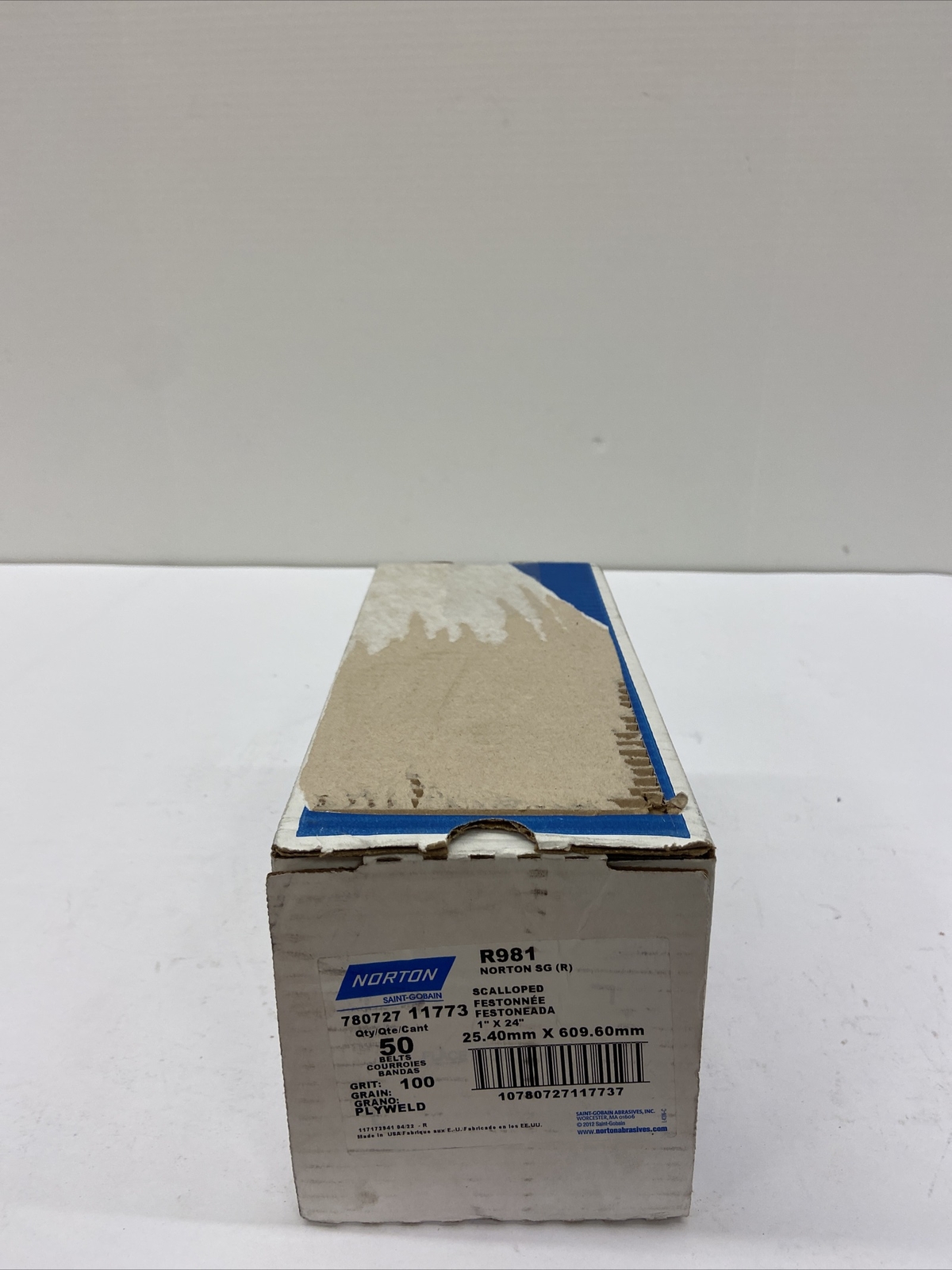 Norton 66254491532 1×24” SG R981 Coated CA Cloth File Belts 120 Grit 50 pk