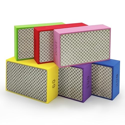6 Pack Diamond Polishing Pads, Diamond Sanding Blocks for Tile Glass 6PCS