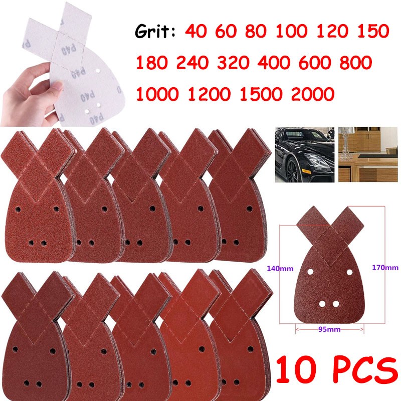 10pcs 40-2000 Grit Mouse Detail Sanding Sheets Hook & Loop for Black and Decker