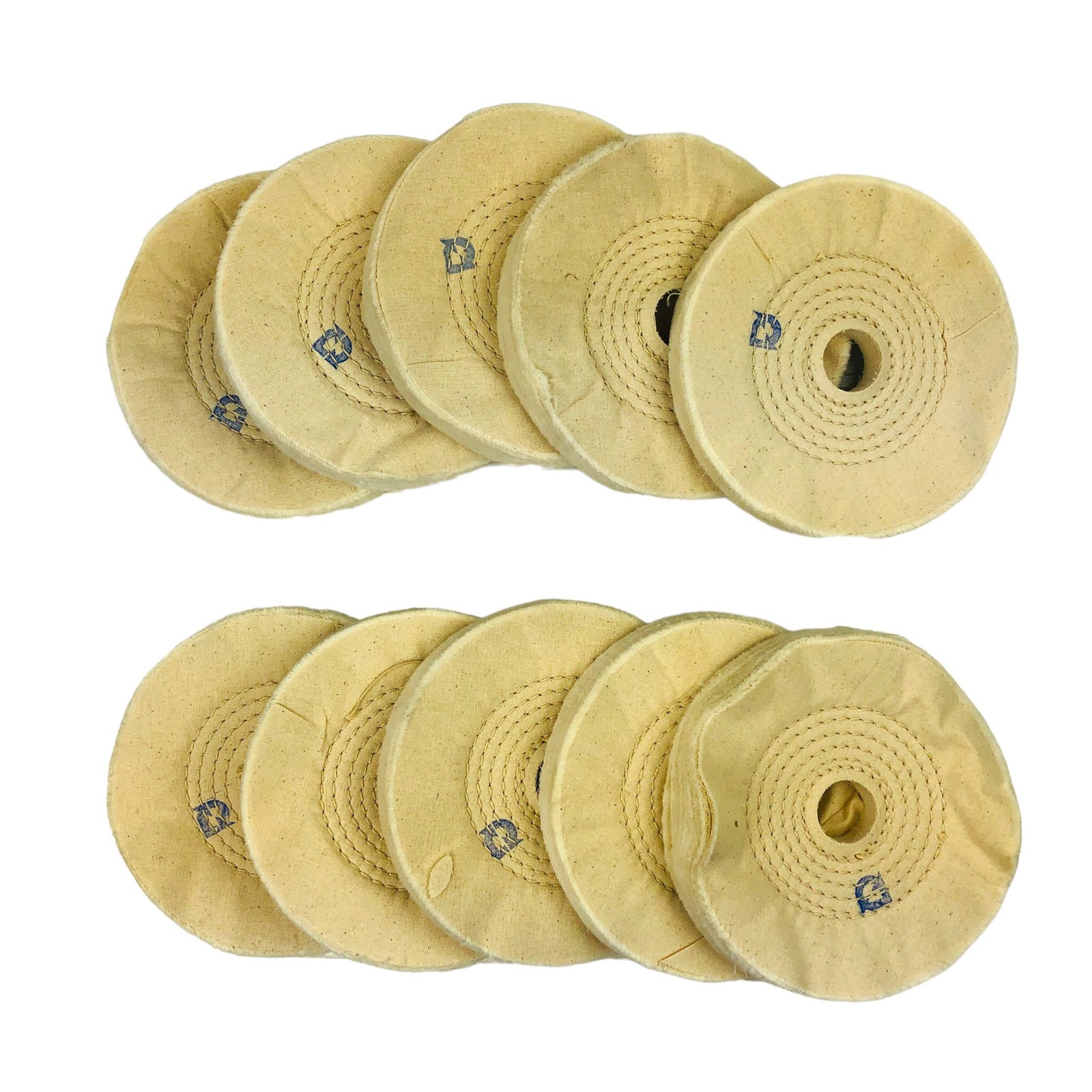 6 in Buffing Polishing Wheel Buffer Pad 10pk 1″ Arbor Cotton 50 Ply Spiral Sewn