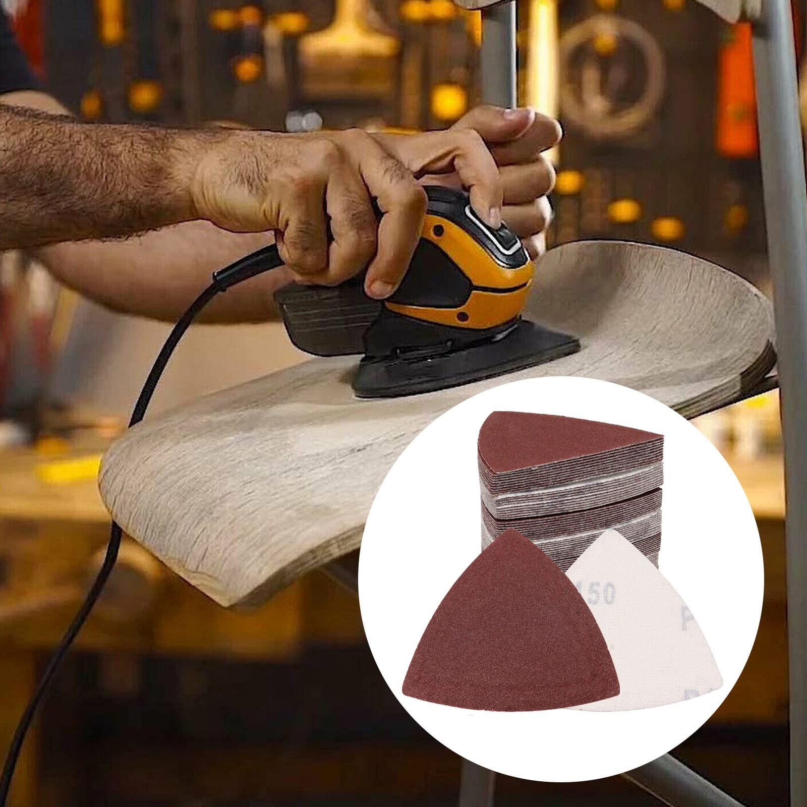 120 Pcs Triangle Sanding Pads, 150 Grits Detail Sander Sandpaper Hook and Loo…
