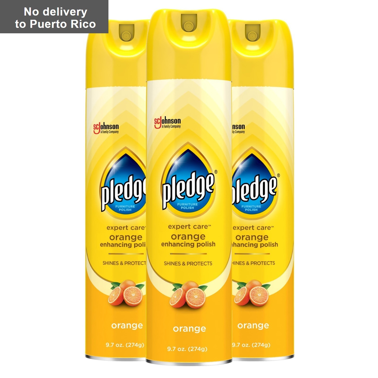 Wood Polish Shines and Protects, Orange Enhancing, Aerosol, 9.7 oz., Pack of 3