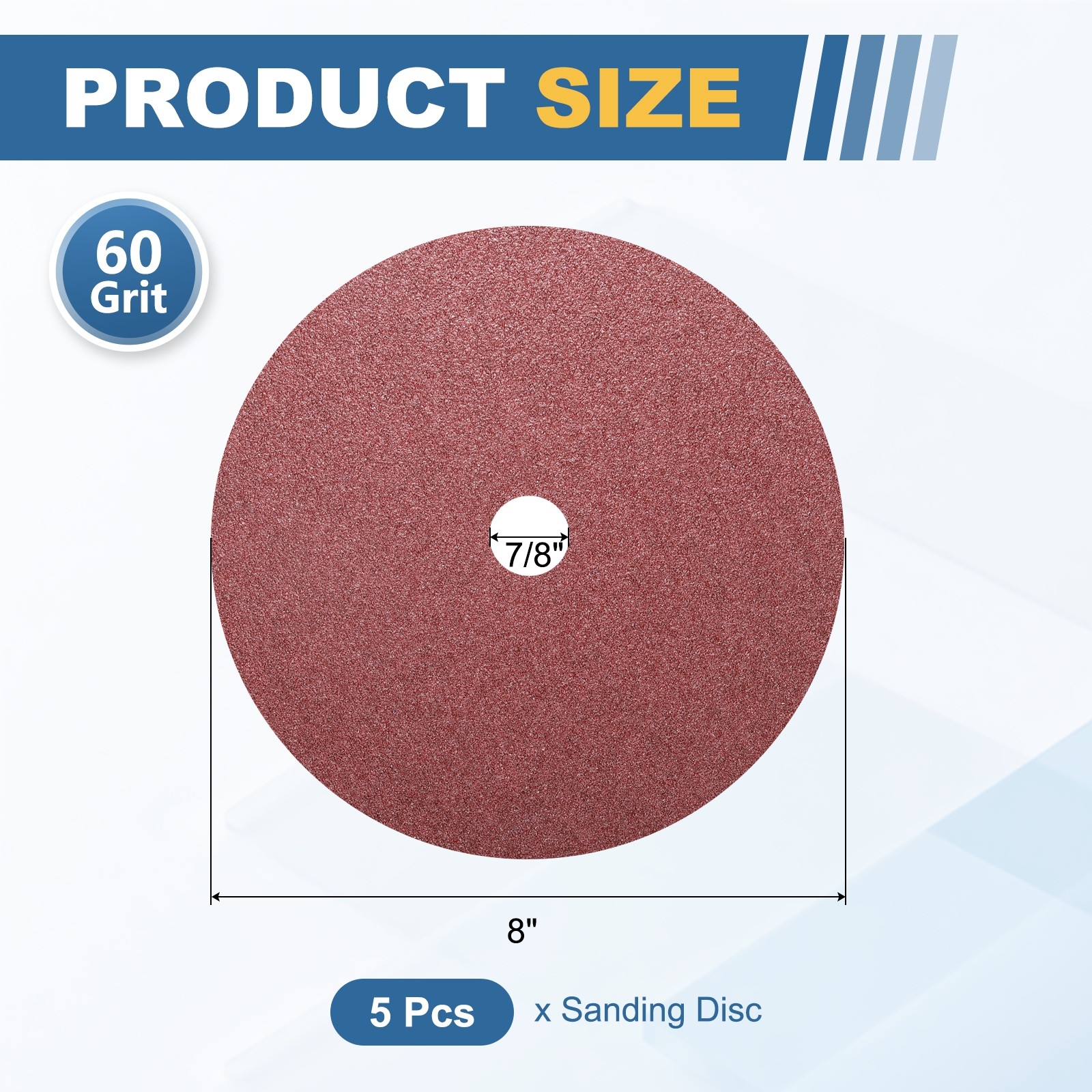5 Pcs Ceramic Aluminum Oxide Discs – [8″ x 7/8″ Arbor Hole, 60 Grits], Red