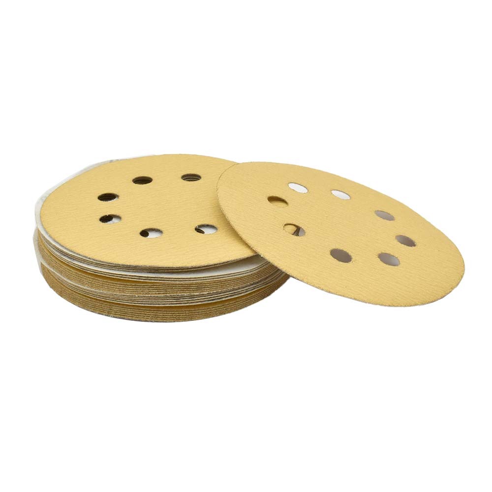 240 Grit 5″ Dia 8-Hole Hook & Loop Sanding Paper 25PK (Ceramic Aluminum Oxide)