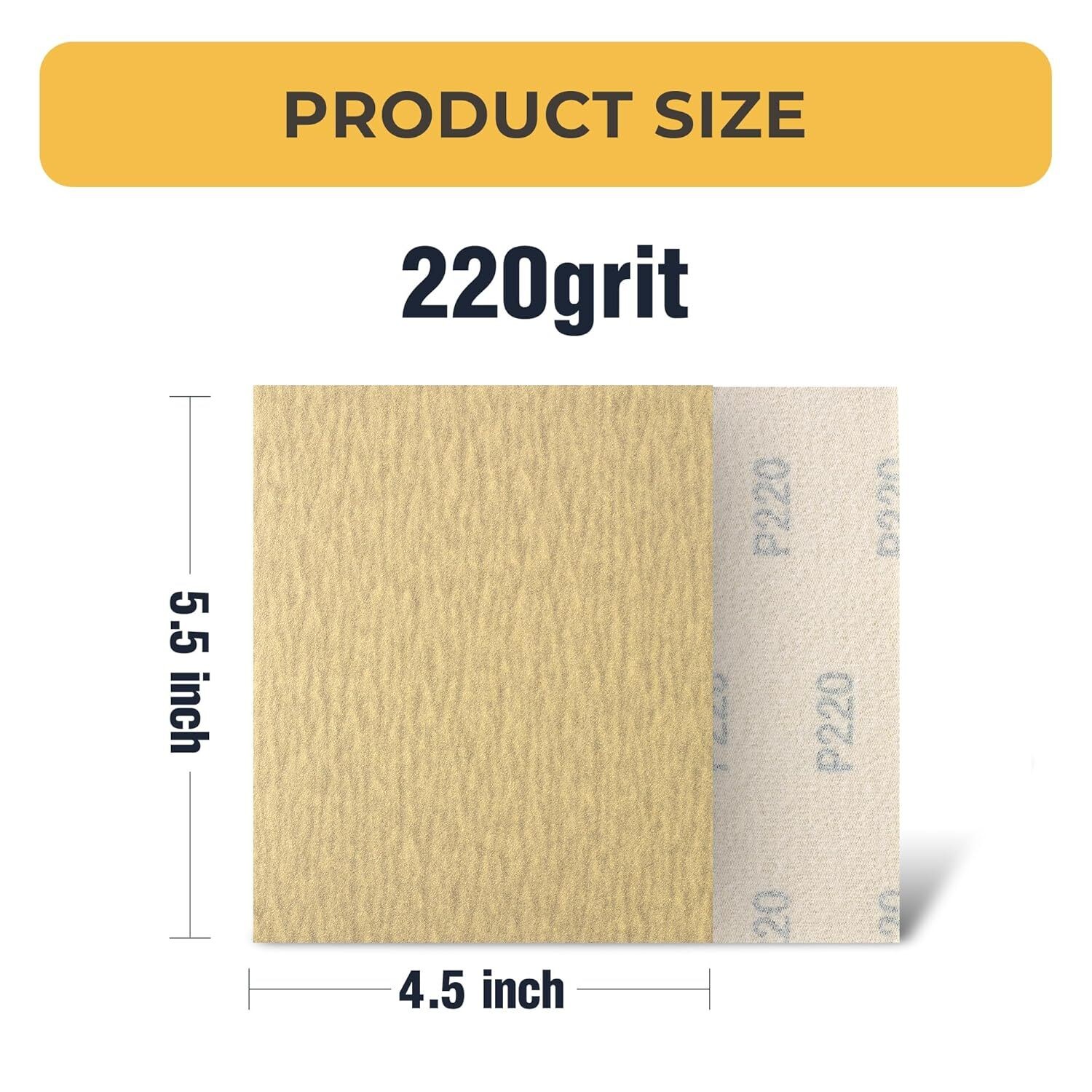 100PCS 4.5X5.5In(115X140mm)220Grit Gold Sanding paper Sheets For Car&Wood&Metal