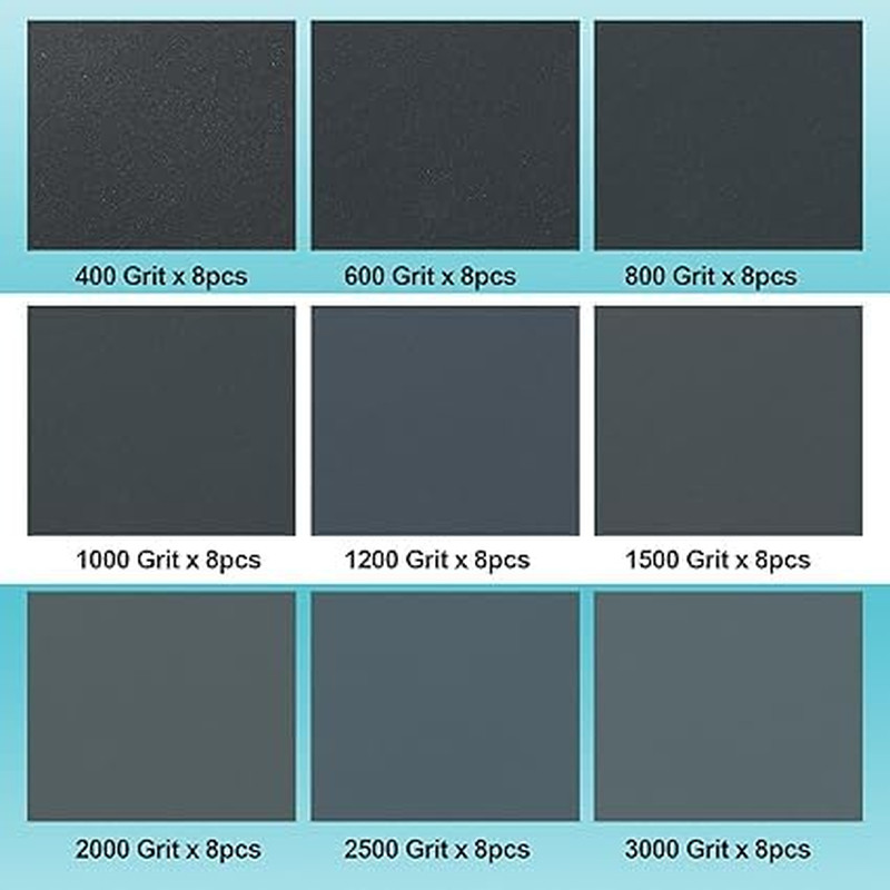 72PCS Sand Paper, Wet Dry Sandpaper Assortment Pack, Assorted for Wood Furniture