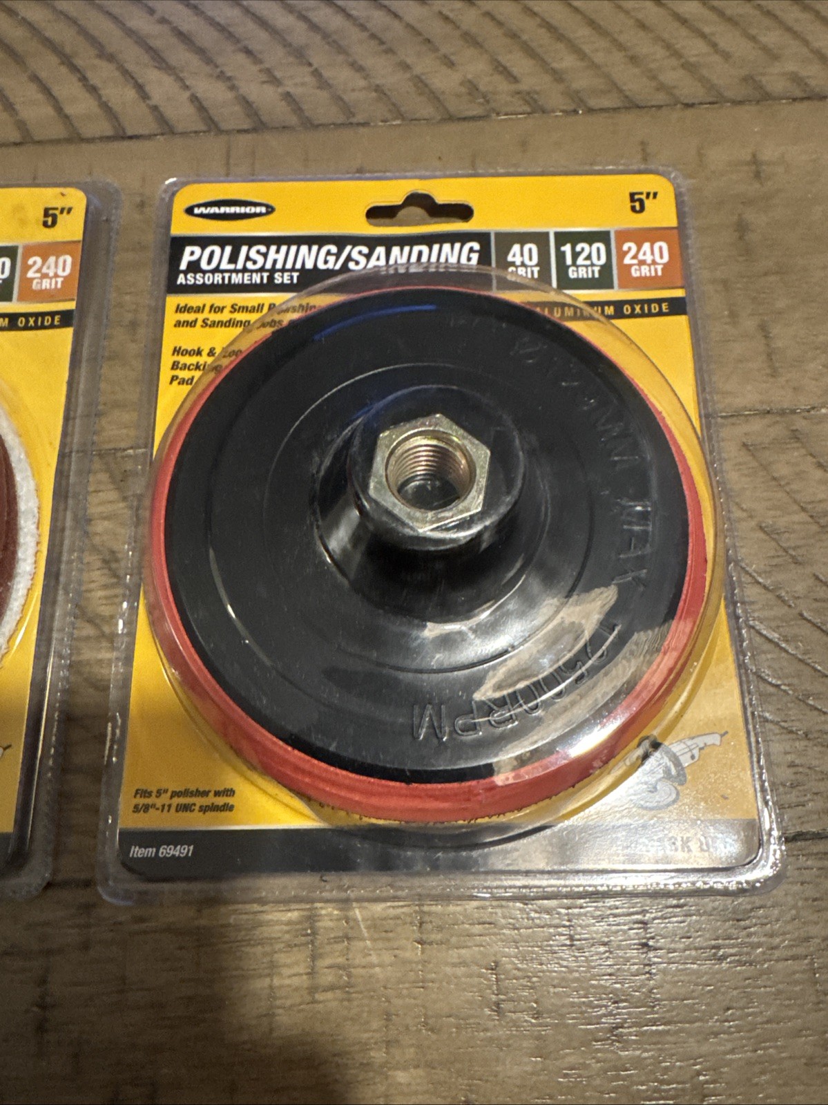 2 WARRIOR 5″ POLISHING SANDING DISC ASSORTMENT SET PACK OF 5 69491 5/8″ – 11 UNC