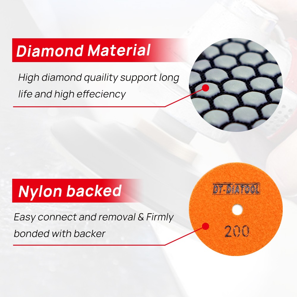 6pcs Dry Diamond Polishing Pads 4″/100mm Resin Bond Sanding Disc Grit #50-#3000