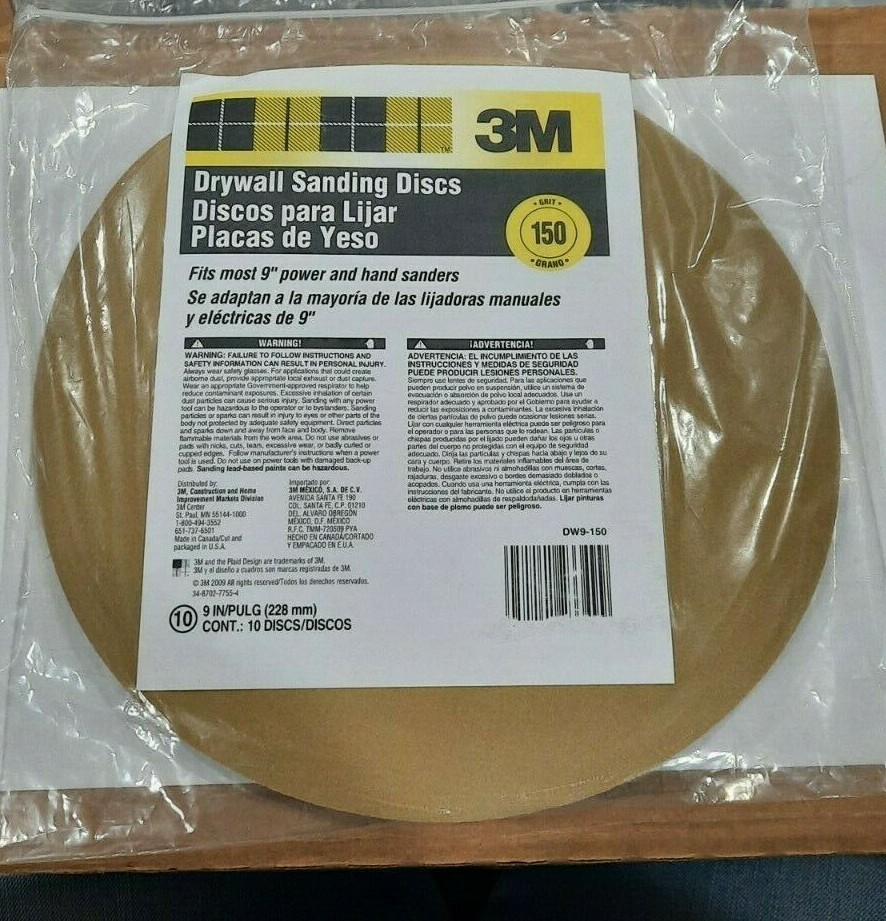 New 3M Drywall Sanding Discs DW9-150, 9″, Pack of 10