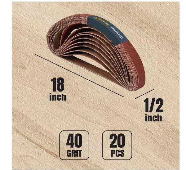 1/2 In. X 18 In. 40-Grit Aluminum Oxide Sanding Belt Sandpaper (20-Pack)