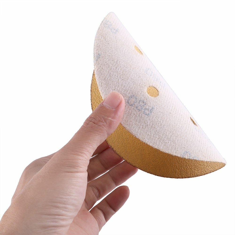 50PCS 6 in Hook and Loop Sanding Discs 6-Hole 80 Grit Gold Orbital Sander Paper
