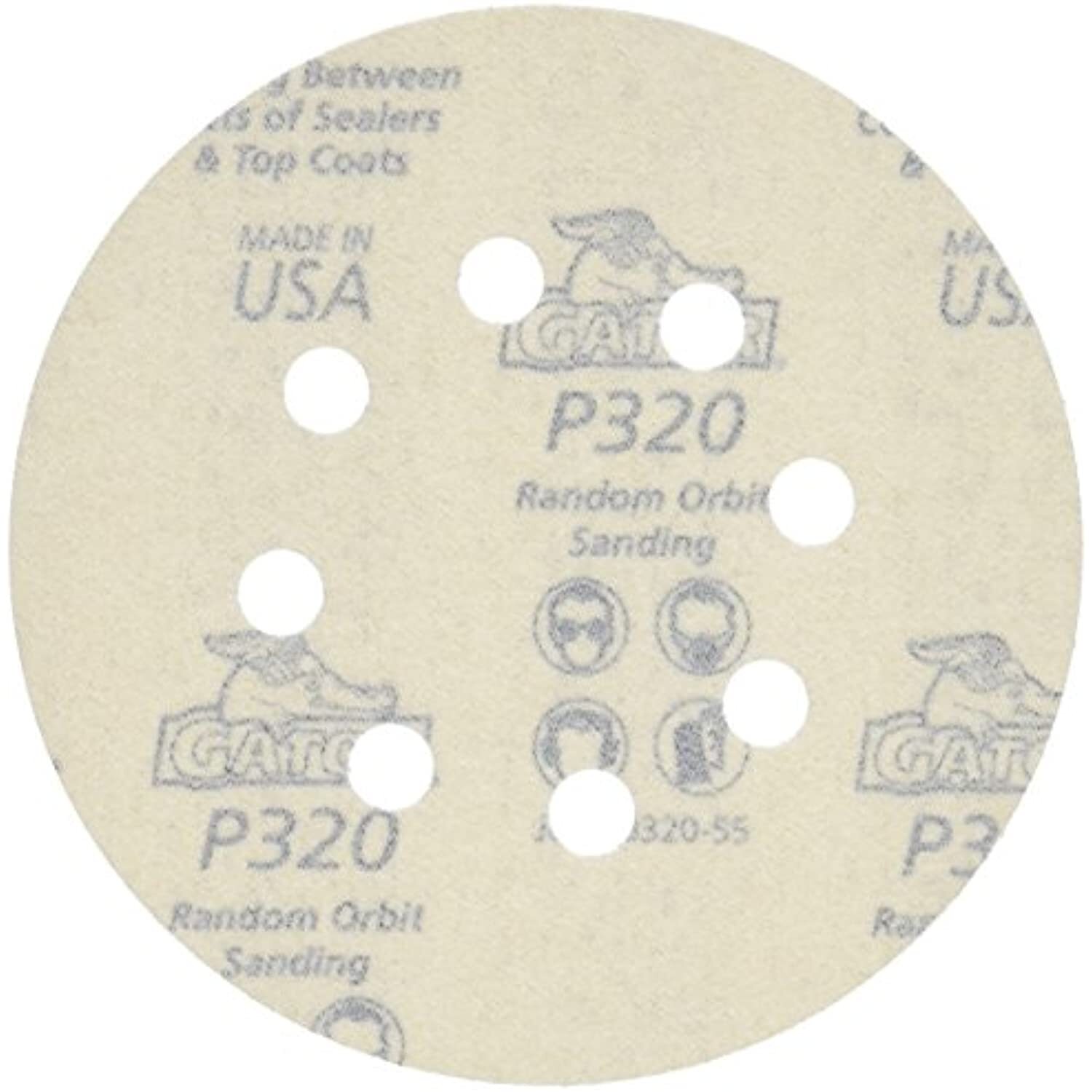 ALI INDUSTRIES 3720 8 Hole Hook and Ladder 320 25 CT Grit Disc, 5-Inch, 5-Pack