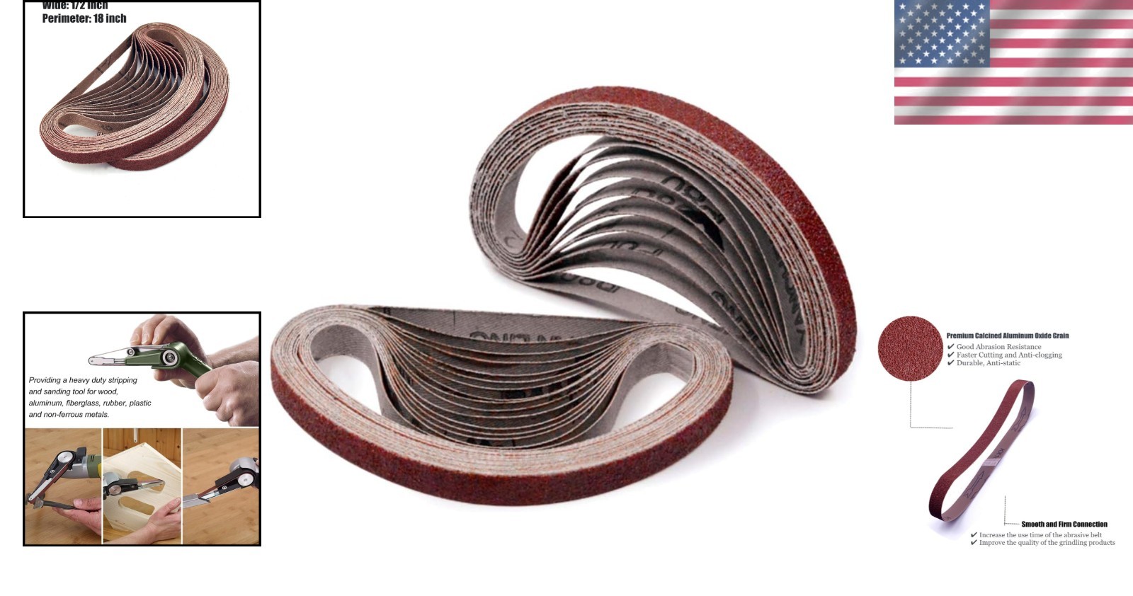 24 Pack 1/2×18″ 40 Grit Aluminum Oxide Sanding Belts for Mini Sander Excellence