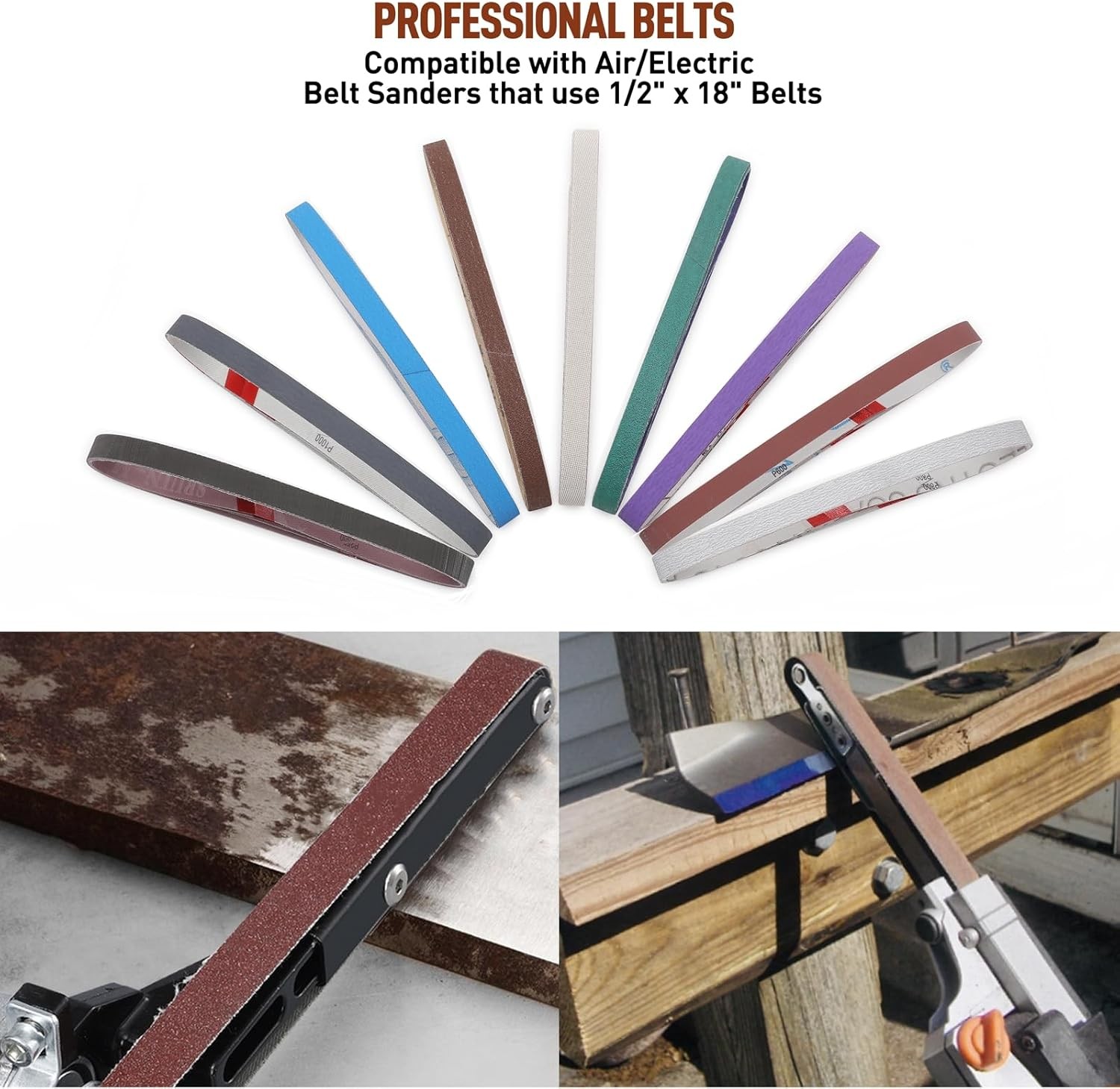 36 Pcs 1/2″ x 18″ Sanding Belts Set, 4 Each of…