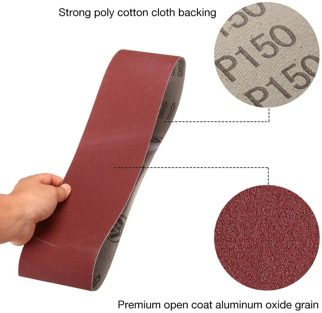 24 Pack 4 x 36 in AO Sanding Belts 60/80/120/150/240/400 Assorted Grit Sandpaper