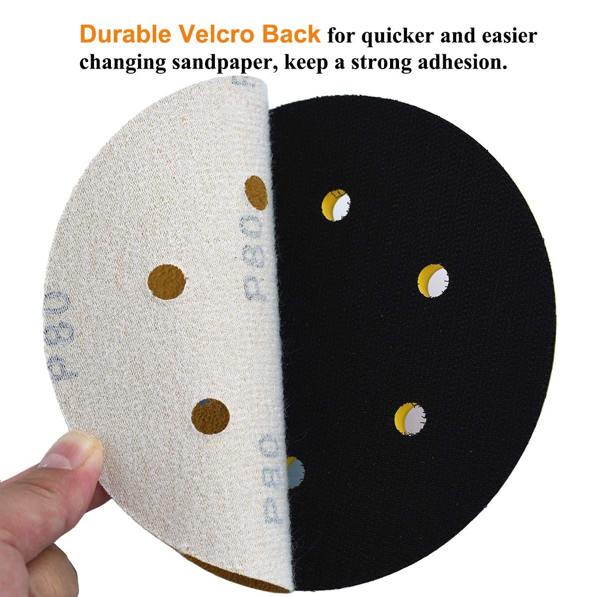 100PCS 6 in Hook Loop Sanding Disc 120 Grit 6Hole Sander Sandpaper For DA Sander
