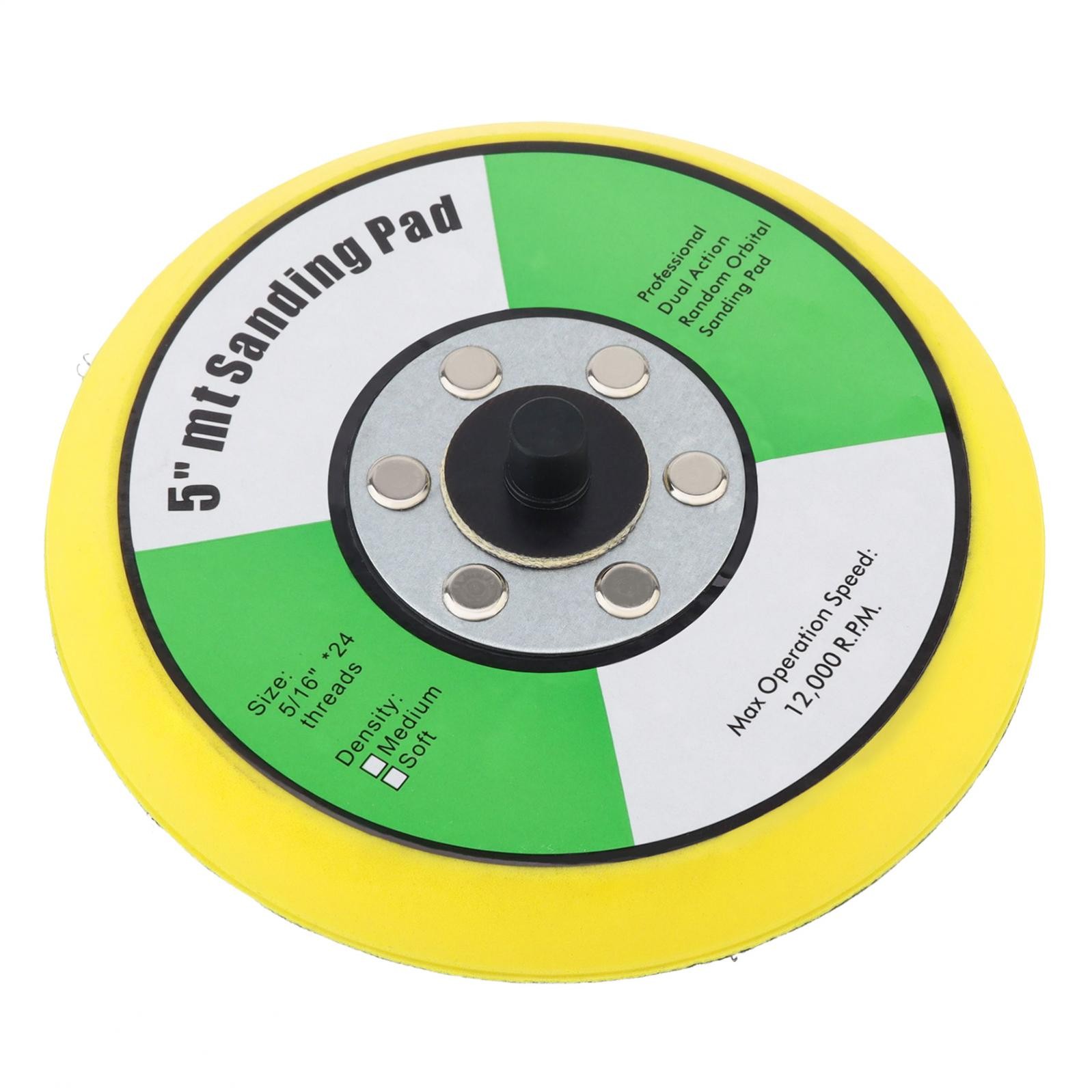 5″ Hook and Loop Backing Pad for Air Sander Polisher, 5/16″ Arbor with 24 Thread
