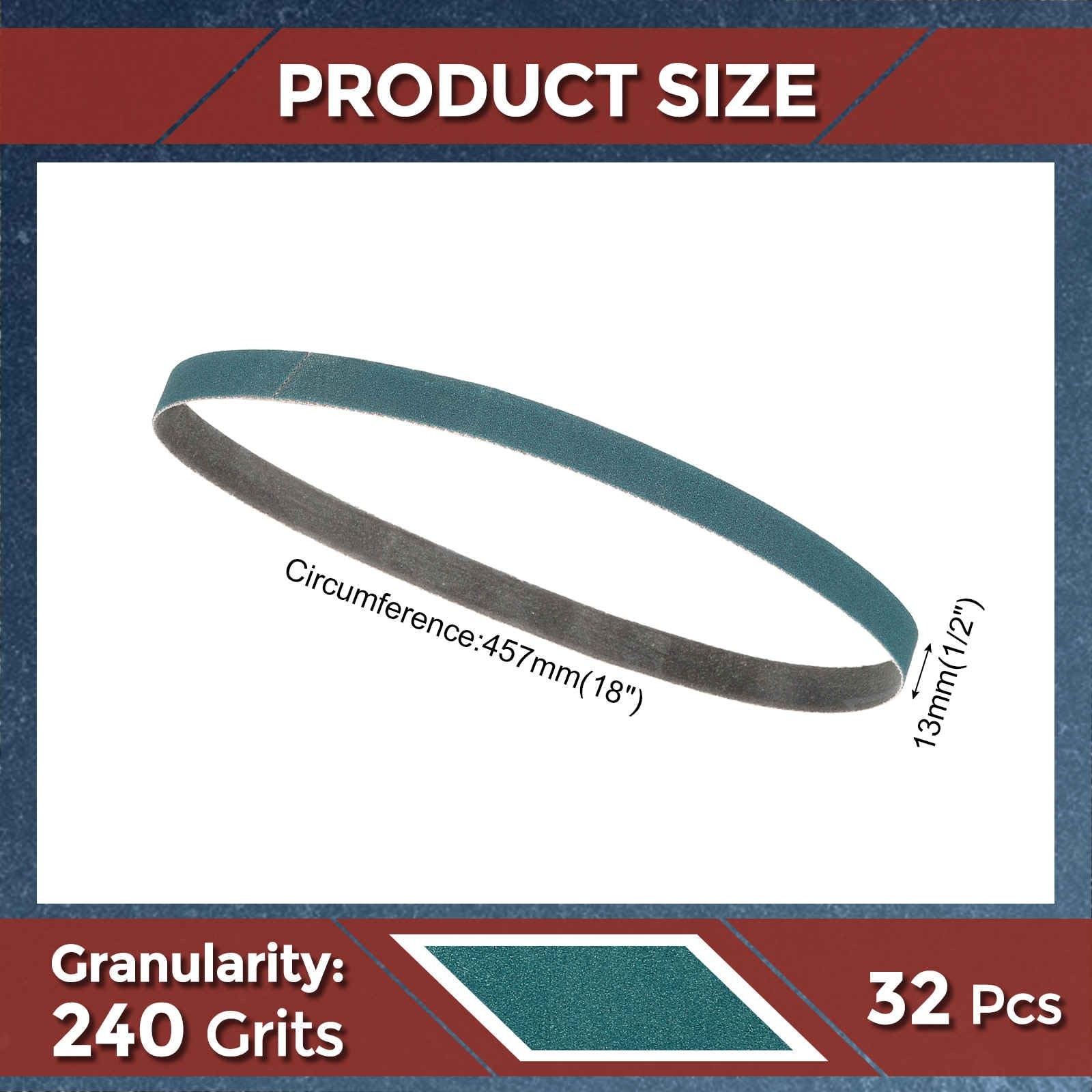 32 PCS Sanding Belts 1/2×18 Inch 240 Grit Zirconia Abrasive Grinding Wood