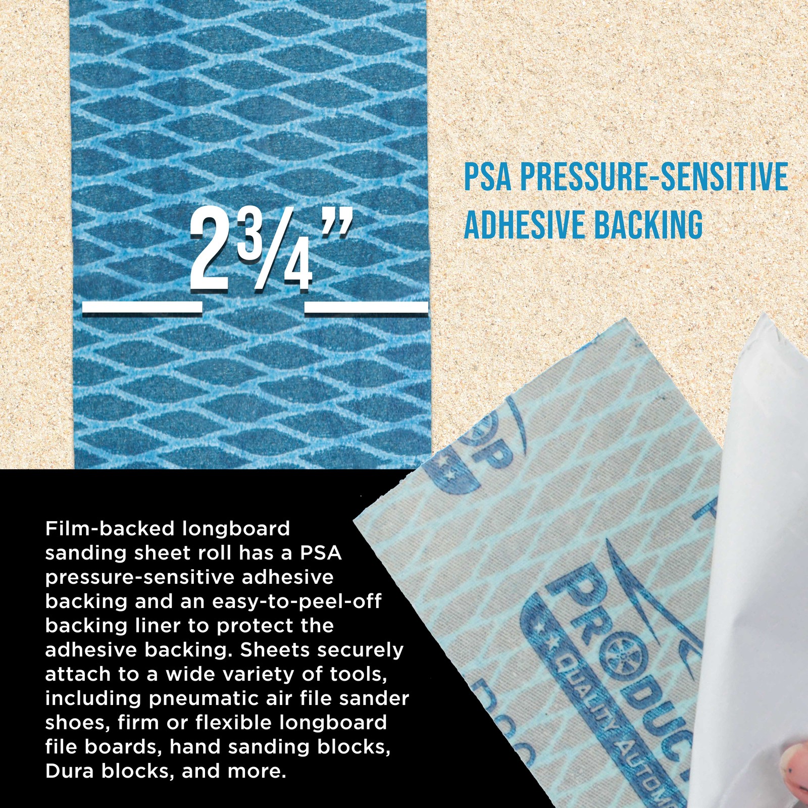 220 Grit PSA Diamond Shape Longboard Sandpaper 2.75″x 12 Yard Roll Self Adhesive