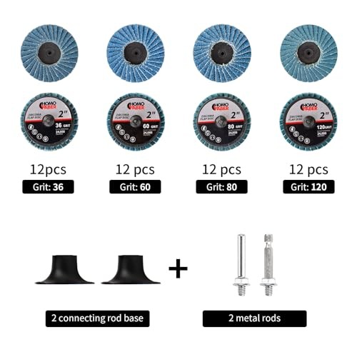 PCS 2 Inch Flap Discs for Die Grinder with 1/4″ Holder | 36/60/80/120 Grit 50