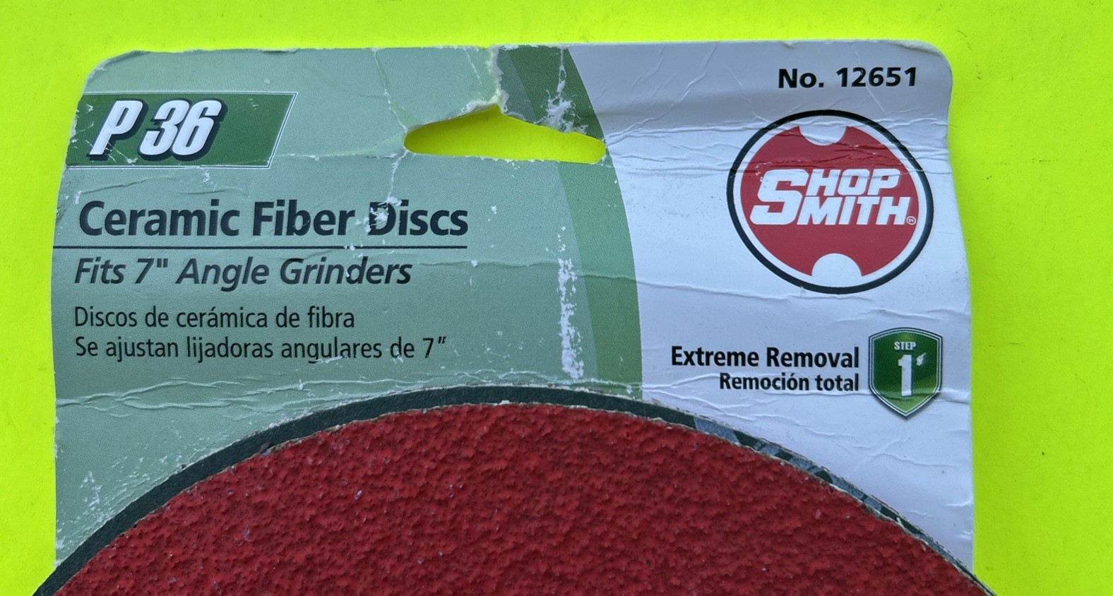 NOS Shop Smith 7″ Ceramic Fiber Discs 2 Pack -P36. Fits 7″ Angle Grinders