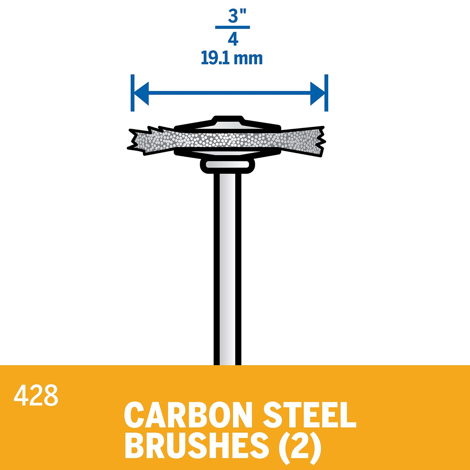 Dremel 428-02 Carbon Steel Brushes (2 Pack), 3/4″ Diameter 2-Piece, Silver