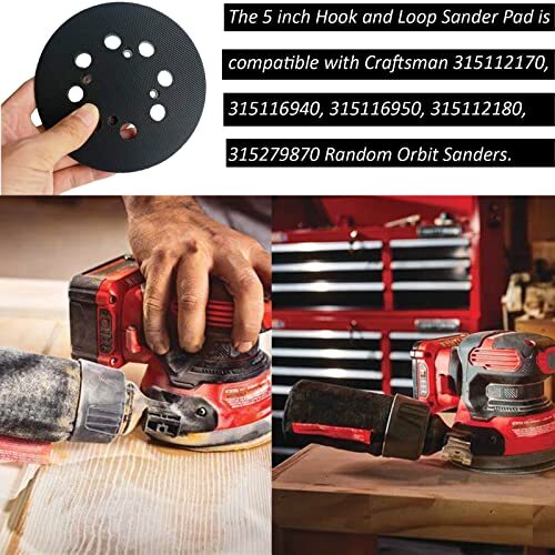 2 Pack 5 Inch 8 Hole Hook-and-Loop Orbital Sander Pad for Ryobi RS290, RS240,