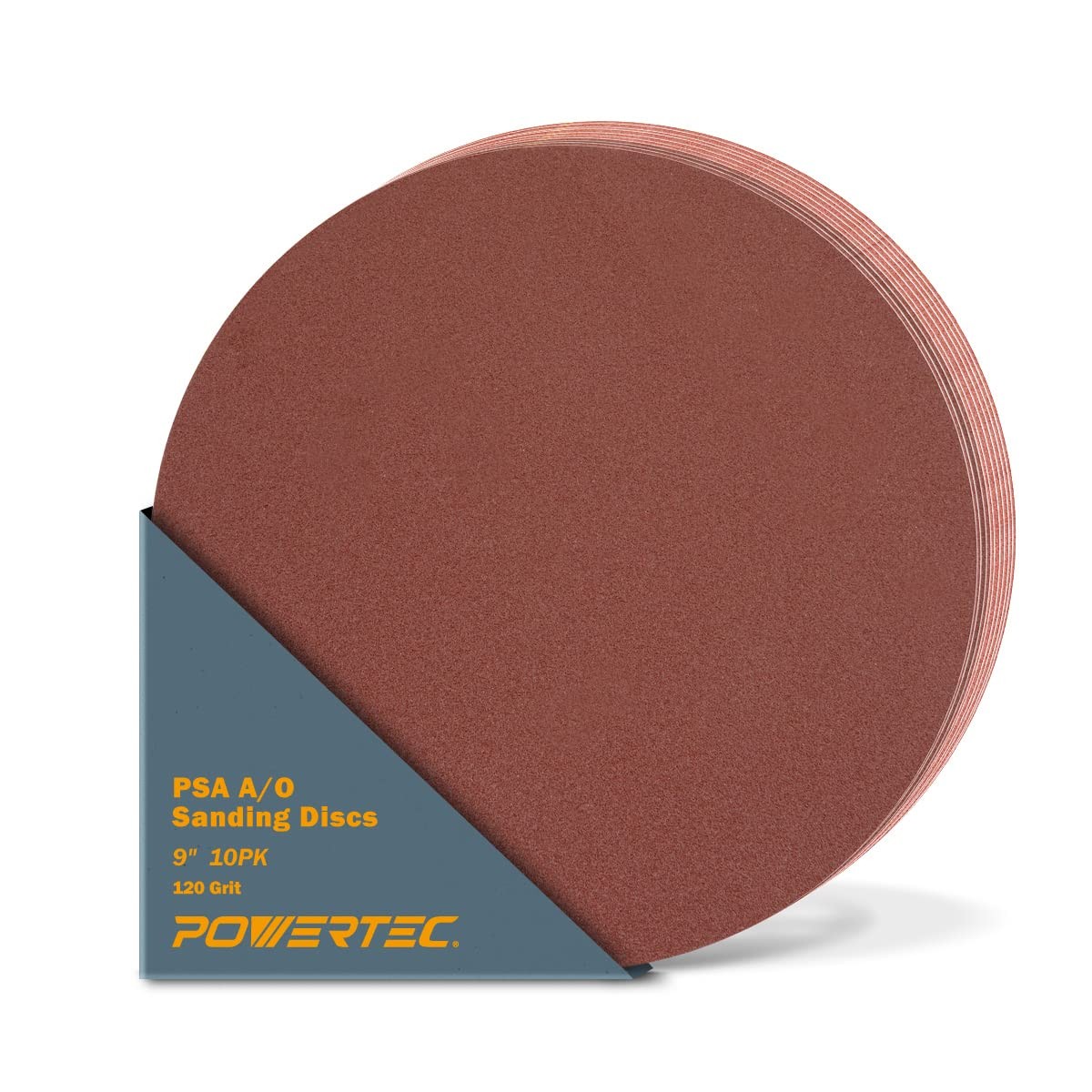 POWERTEC 10 PCS 120 Grit 9 Inch PSA Sanding Discs, Self Stick 120 Grit, 10PK