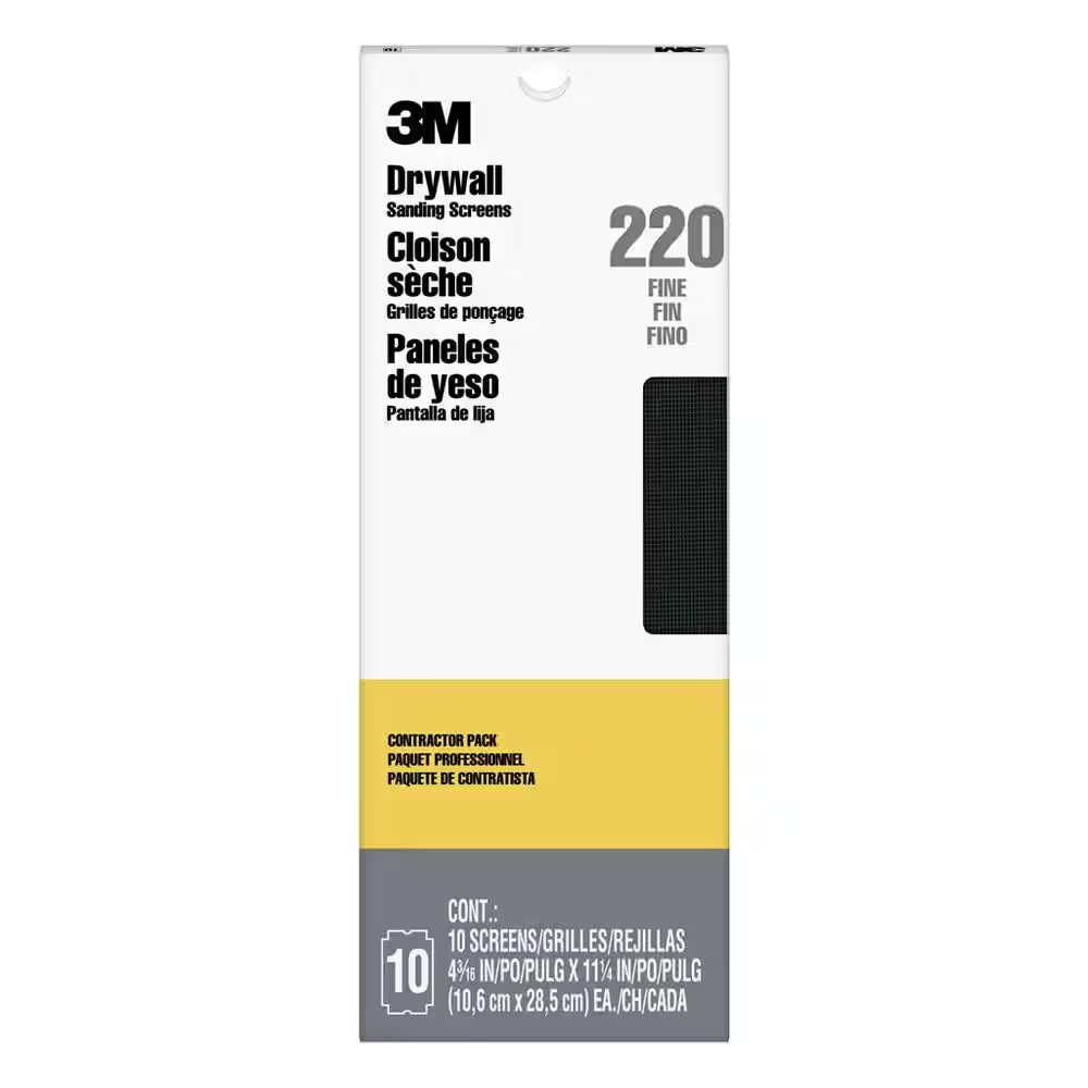 Drywall Sanding Sheets 4 3/16 In. X 11 1/4 In. 220 Grit Fine Screens (10-Pack)