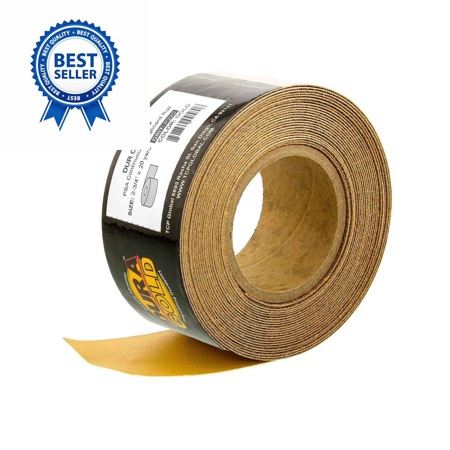 Dura-Gold Premium Gold 220 Grit PSA Longboard Sandpaper, 20 220-Grit,