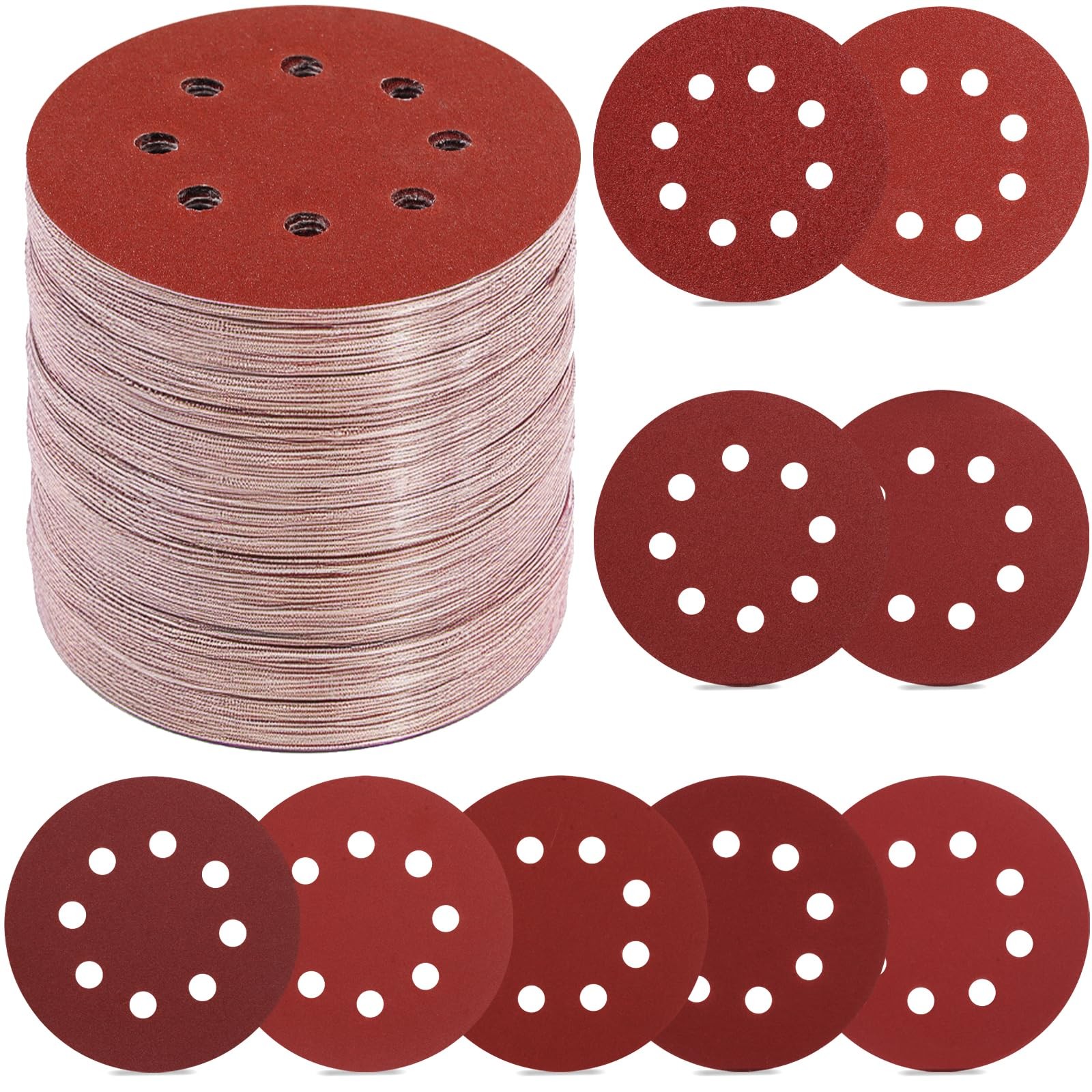 YNZDRWA 70 PCS 5 Inch Sanding Discs, 40 80 120 180 240 320 400 600 800 Grit…