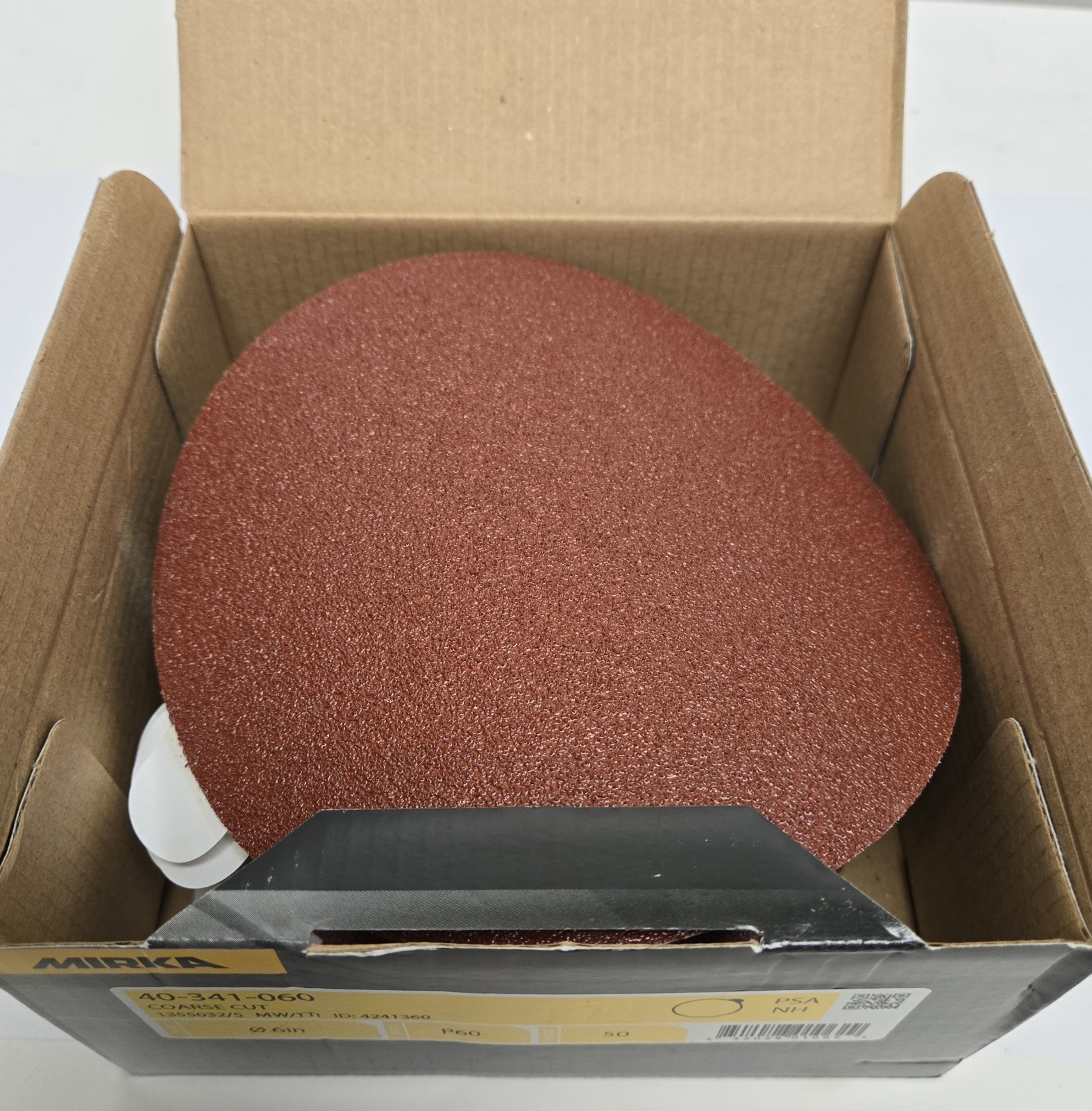 MIRKA SANDING DISCS 40-341-060. 6″ COURSE CUT, P60 GRIT. BOX OF 50.
