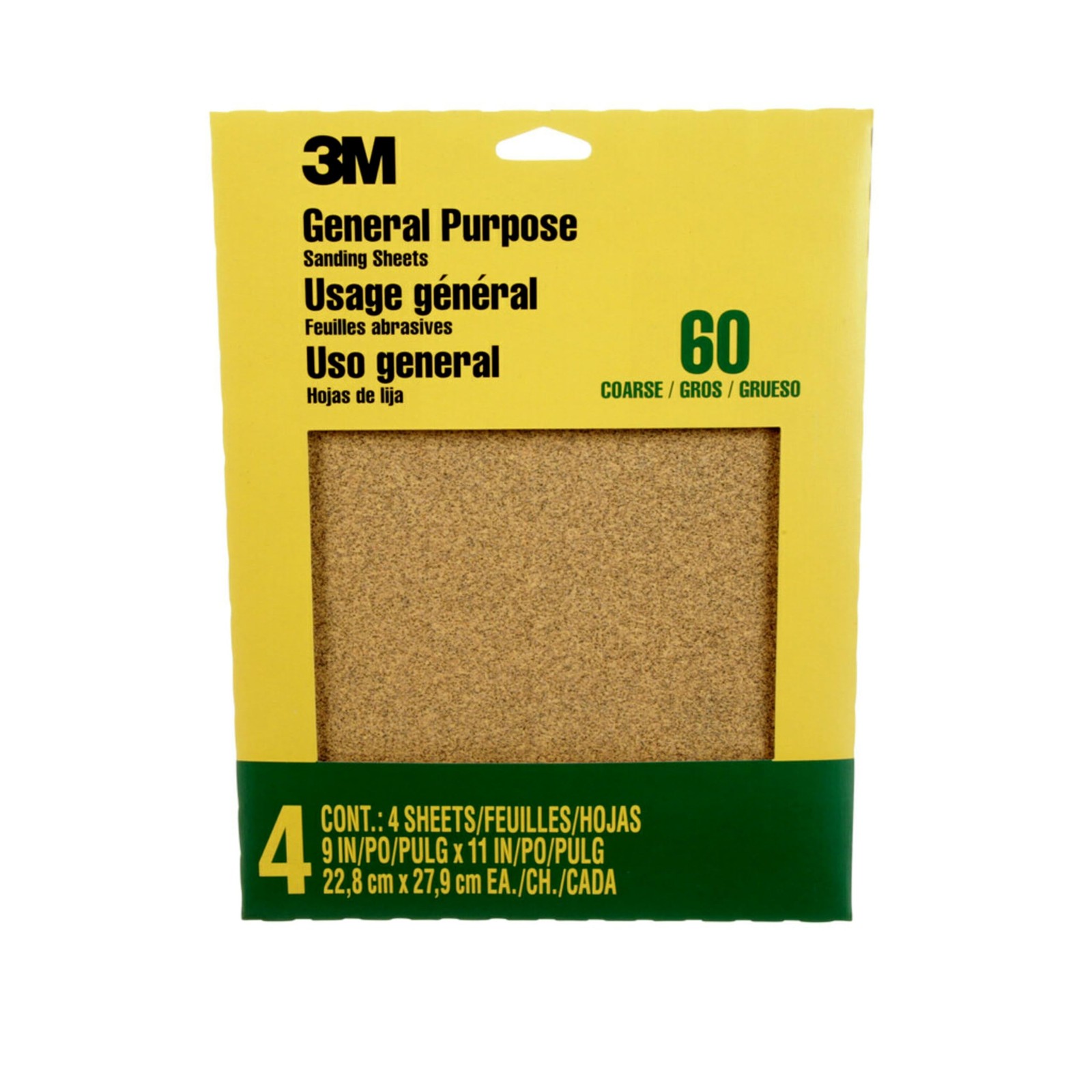 3M Sandpaper, 60 Grit, 4 Sheets, 9 in x 11 in, Sands 9 x 11 Gold