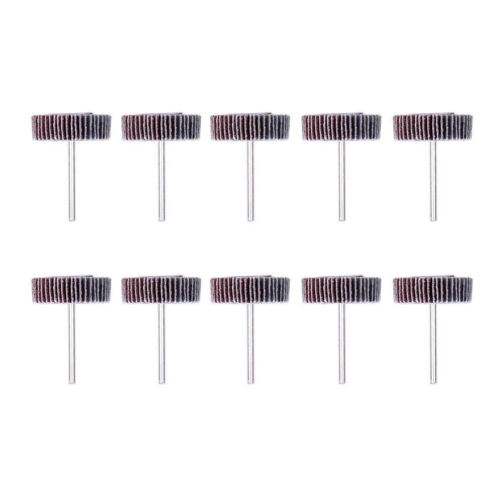 10 Pack Abrasive Flap Wheel Sander 80 Grit 1/8 Inch Shank for Drill Grinding Po