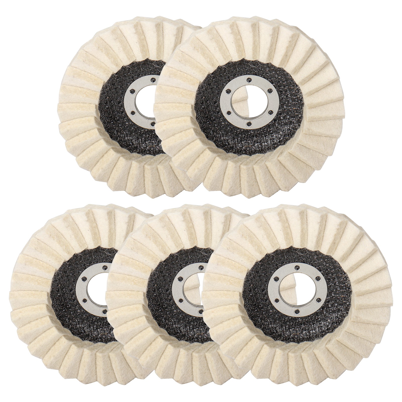 4.5″Wool Polishing Wheel Flat Flap Disc Buffing Pad For Angle Grinder Metal 5pcs